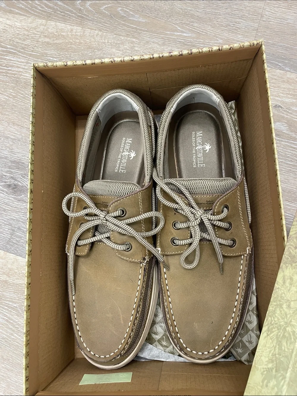 Margaritaville Men’s Leather/Textile Upper Loafers Deck Shoe Sz 12